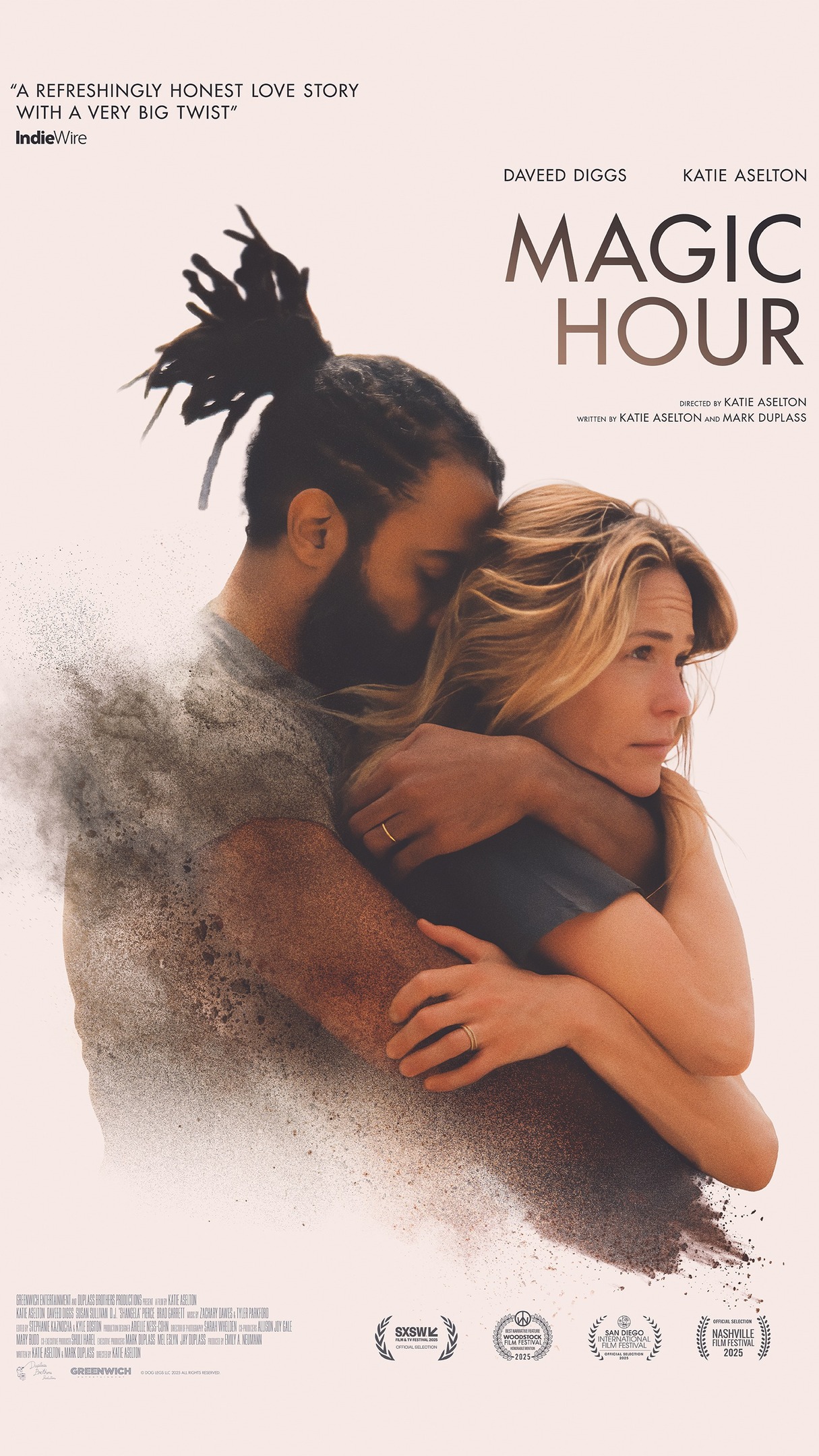 Trailer & poster dropped for #NashFilm56 official selection MAGIC HOUR 🔥

“A refreshingly honest love story… with a very big twist.” Daveed Diggs and Katie Aselton star in this Duplass Brothers Production.

Opening in theaters May 15!