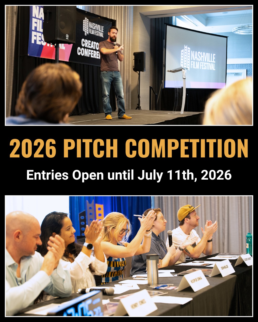 Entries are officially OPEN for the 2026 NashFilm Pitch Competition 🎬

Have a bold idea for the next breakout series or feature film? This is your moment! Past participants have gone on to see their projects produced—and yours could be next.

8 finalists in each category are invited to #NashFilm57 to pitch live in front of an audience and industry jurors, and winners will each receive a $500 cash prize and mentorship to help develop their project.

Submit now on @filmfreeway via the link in our bio