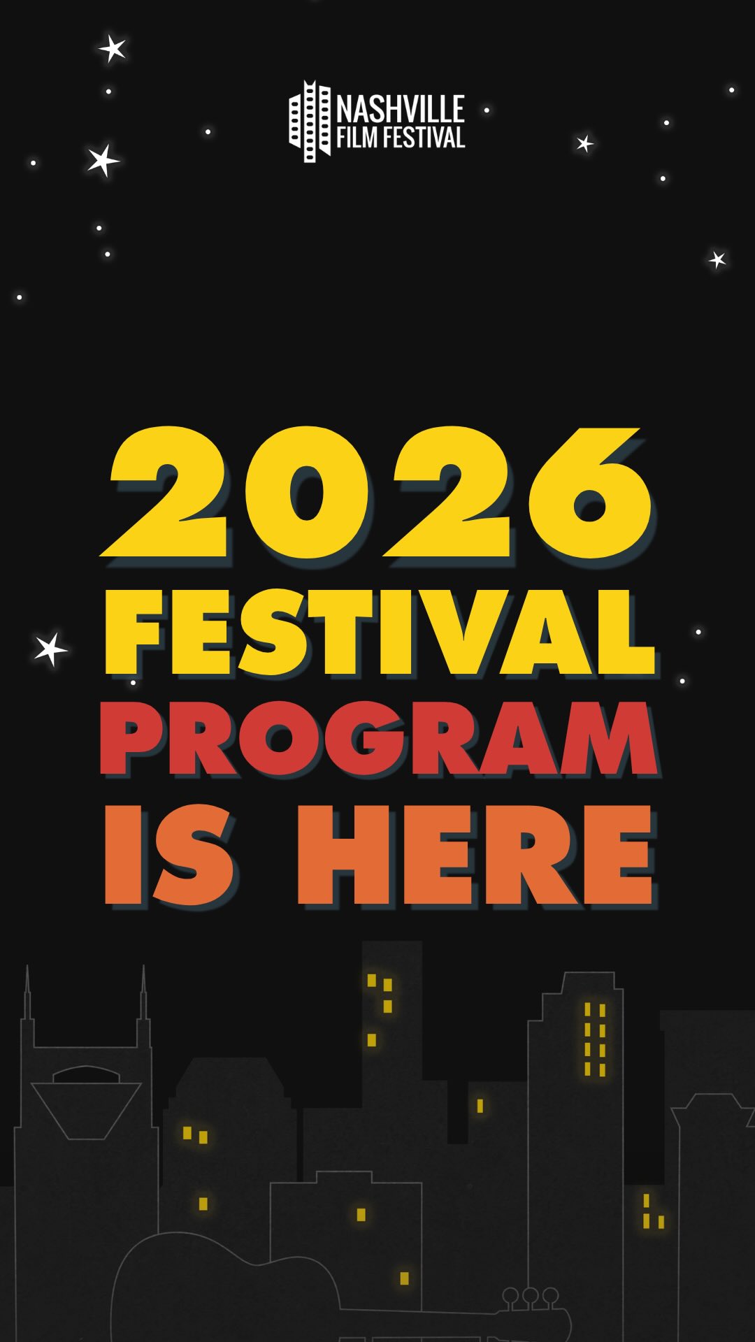 THE 2026 PROGRAM IS HERE!

The 57th Nashville Film Festival returns September 24–30 with 150+ films, 24 World Premieres, filmmaker Q&As, industry panels, special events and more. 🎞️ 

🎟️ Presale for VIP Badge & Ticket Package holders begins today! Start building your festival schedule and get your tickets at nashfilm.org or through the link in bio.

If you want early access to tickets, you can still purchases badges & ticket packages today. Tickets on sale to the general public on Friday 8/14. 

Stay tuned for more announcements! #NashFilm57